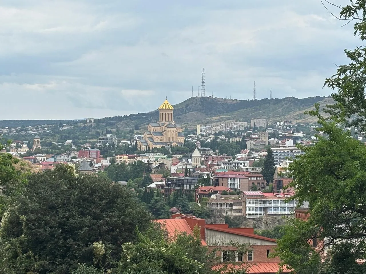 View over Tbilisi Old Town with Holy Trinity Cathedral of Tbilisi in the distance