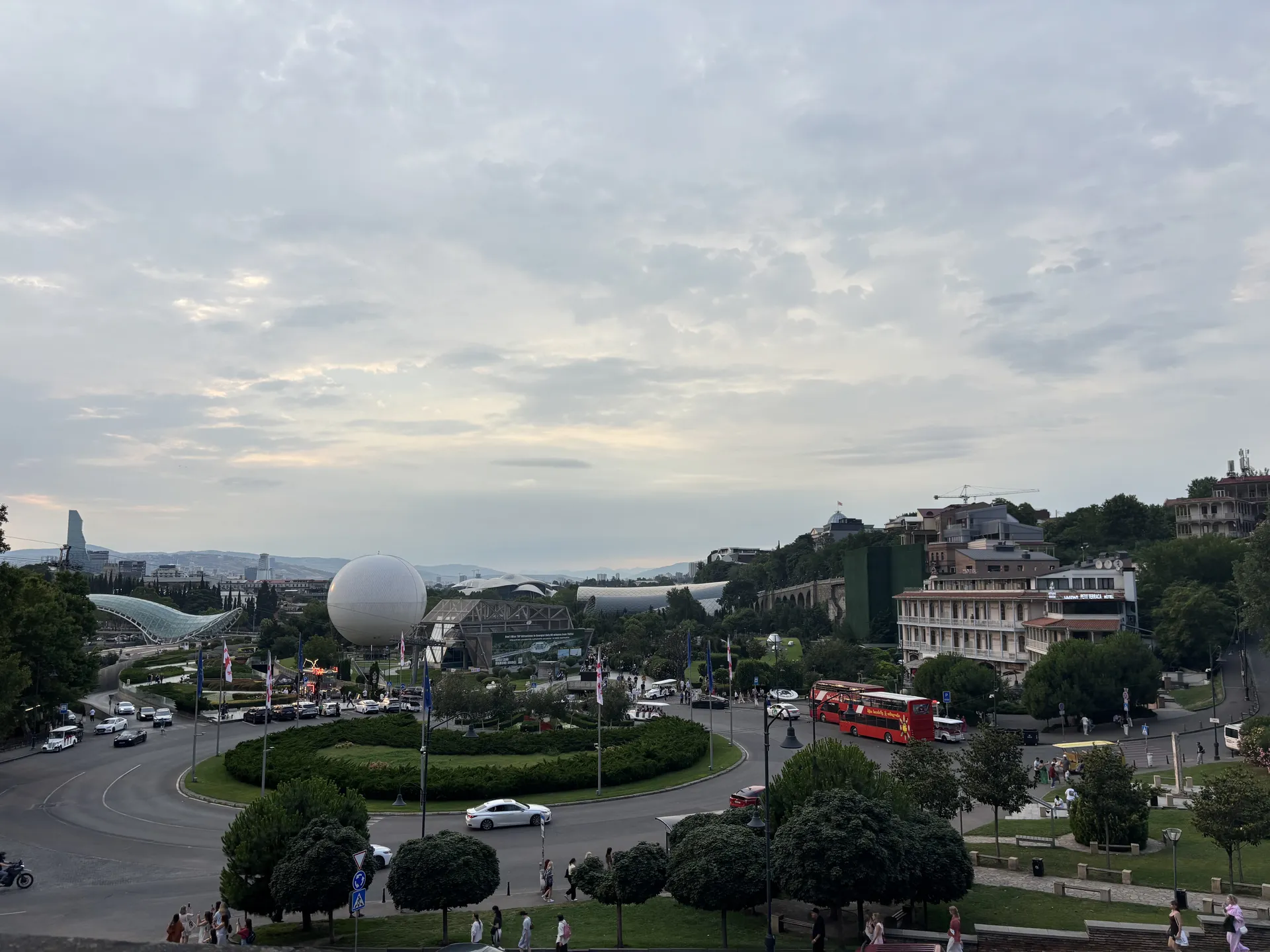View over central Tbilisi near Rike Park and the Old Town