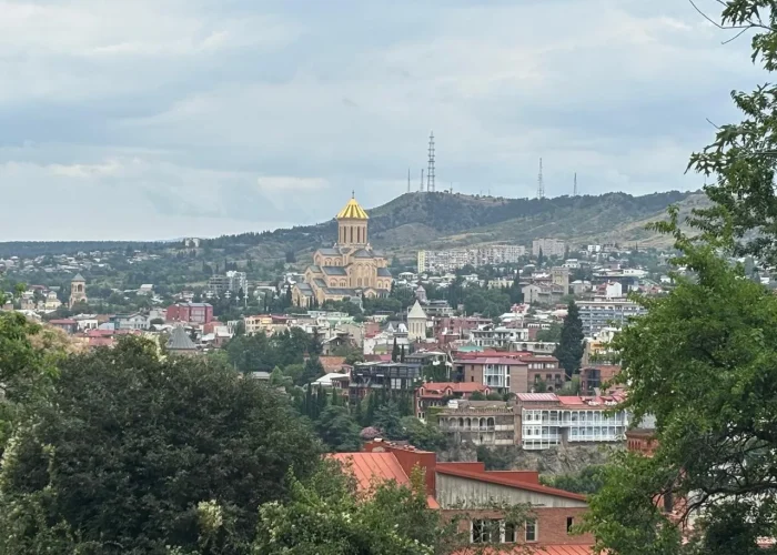 View over Tbilisi Old Town with Holy Trinity Cathedral of Tbilisi in the distance